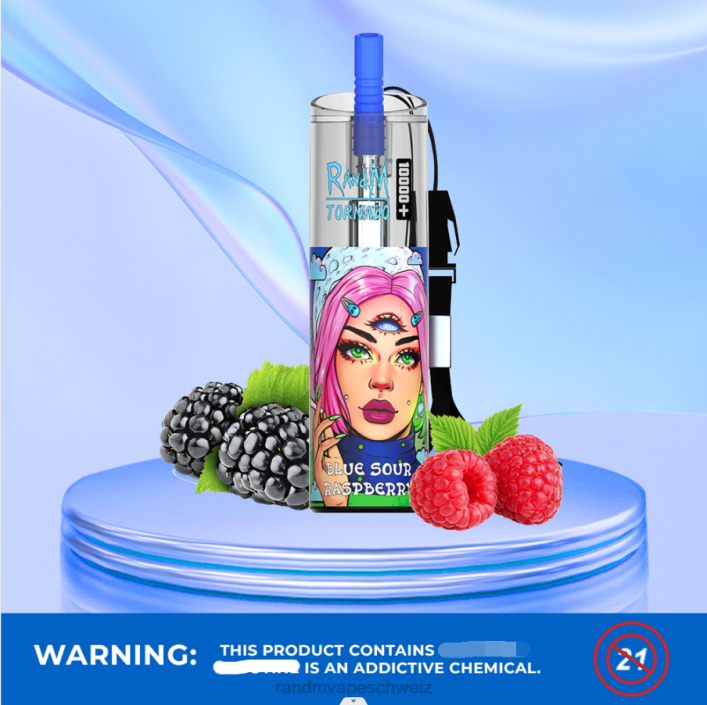 RandM Tornado Schweiz | RandM Tornado 00P283 10000 plus Airflow-Control-Vape-Gerät 1 Stk blaue saure Himbeere